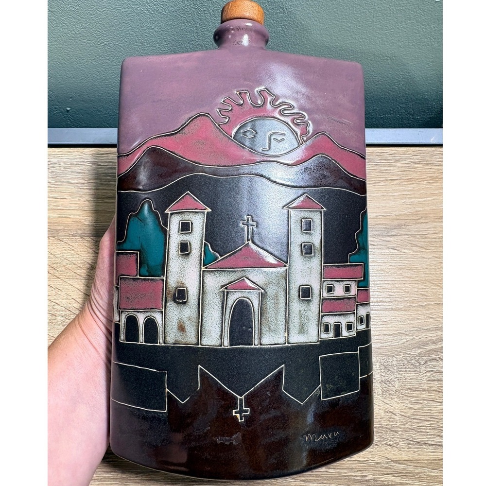 Mara Mexico Studio Pottery Decanter Village Church Sun Limited Edition 156/1500